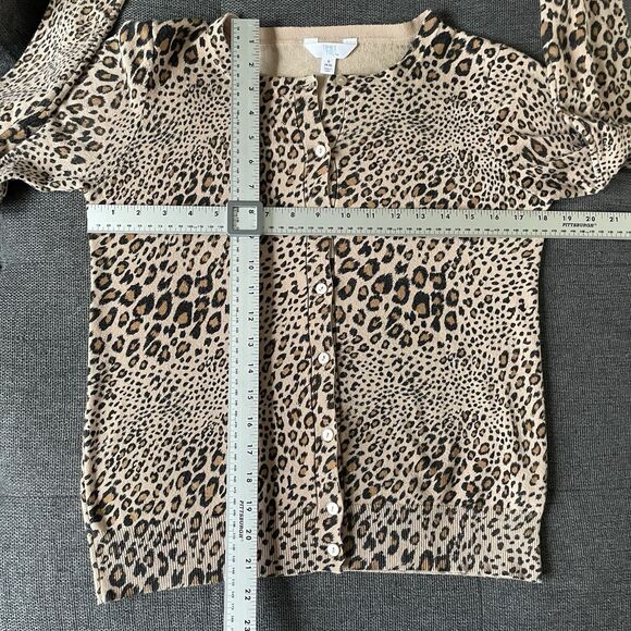 Time and Tru Leopard Print Button Up Knit Cardigan Sweater Women's Small 4 - 6 - Picture 5 of 7